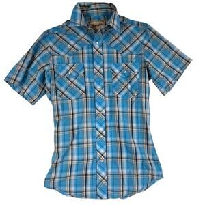 Wrangler Western Fashion Snap Shirt Blue Plaid – Men’s S